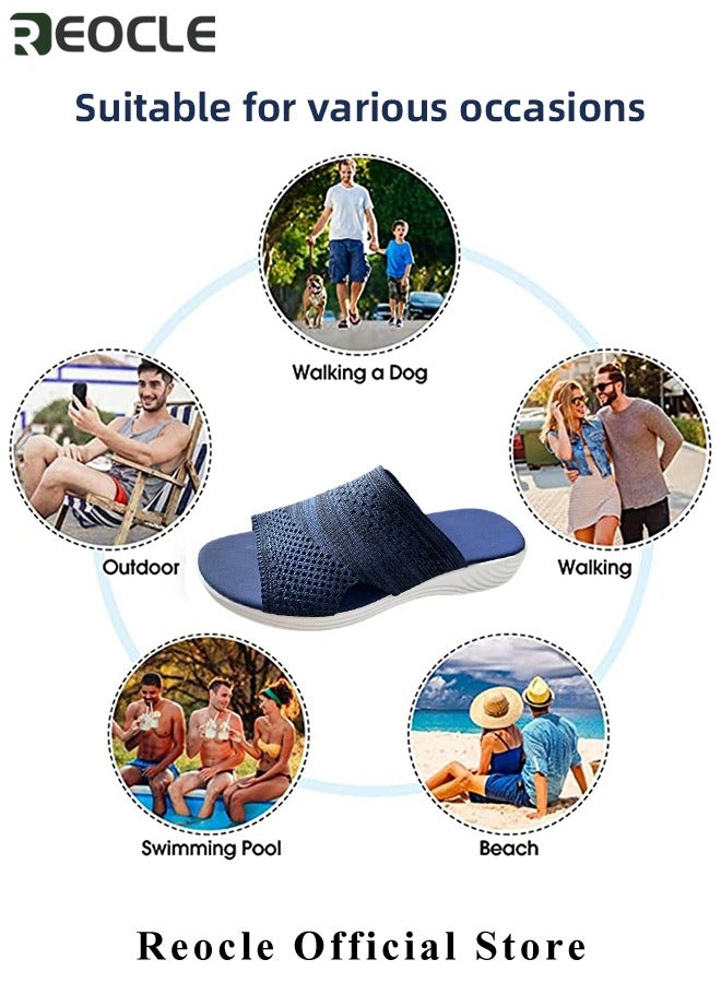 Women's Platform Sandals Stretch Orthopedic Sandals Open Toe Breathable Platform Shoes Beach Slippers Washable Slippers Comfort Walking Wedges