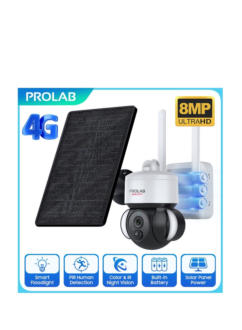 prolab Solar camera with extended five meter cable ,support simcard  , two way audio and 360 motion