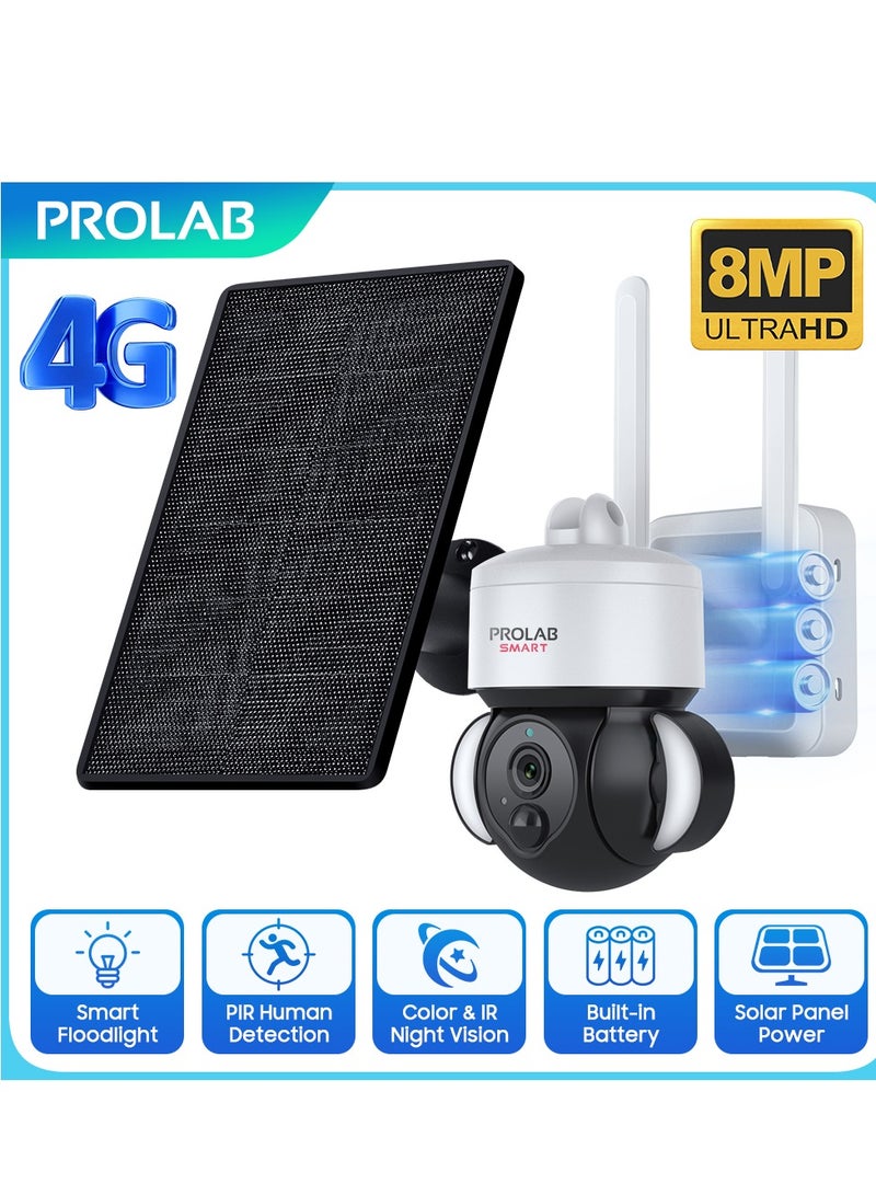 prolab Solar camera with extended five meter cable ,support simcard  , two way audio and 360 motion