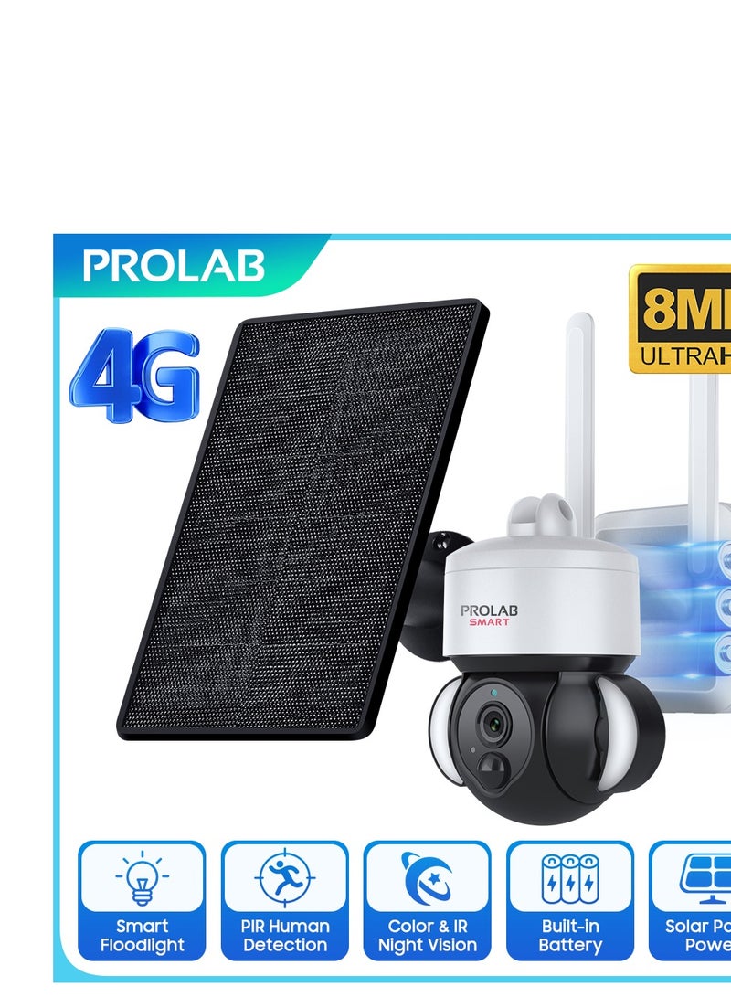 prolab Solar camera with extended five meter cable ,support simcard  , two way audio and 360 motion