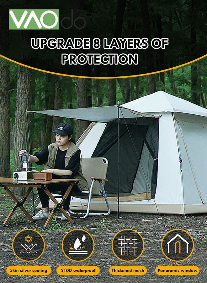 Instant Popup Tent 3-5 Persons with Footprint Tarp  Easy Setup Camping Tent  with Double Layers Waterproof Coating Camping Tent with Canopy Sofa and Moisture-proof Cushion
