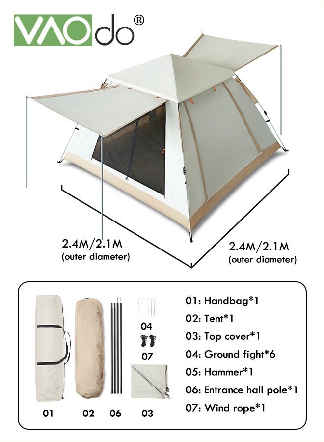 Instant Popup Tent 3-5 Persons with Footprint Tarp  Easy Setup Camping Tent  with Double Layers Waterproof Coating Camping Tent with Canopy Sofa and Moisture-proof Cushion