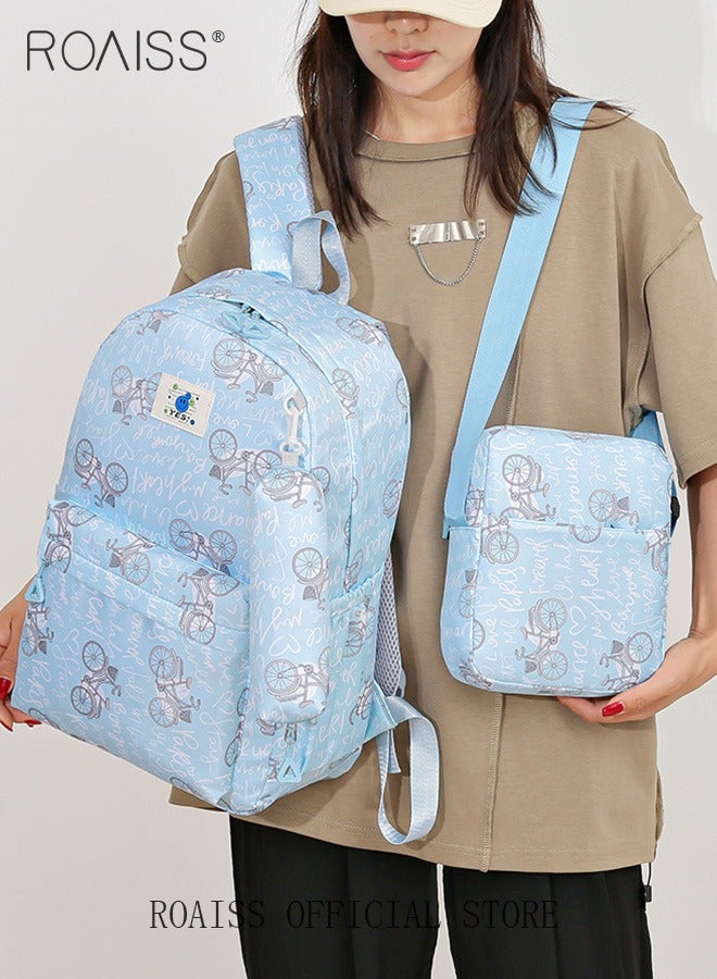 3 Piece Backpack Set In the Same Color Large Capacity Design with Stylish Pattern Print Practical Backpack Combination for Students Including Backpack Crossbody Bag Pencil Case