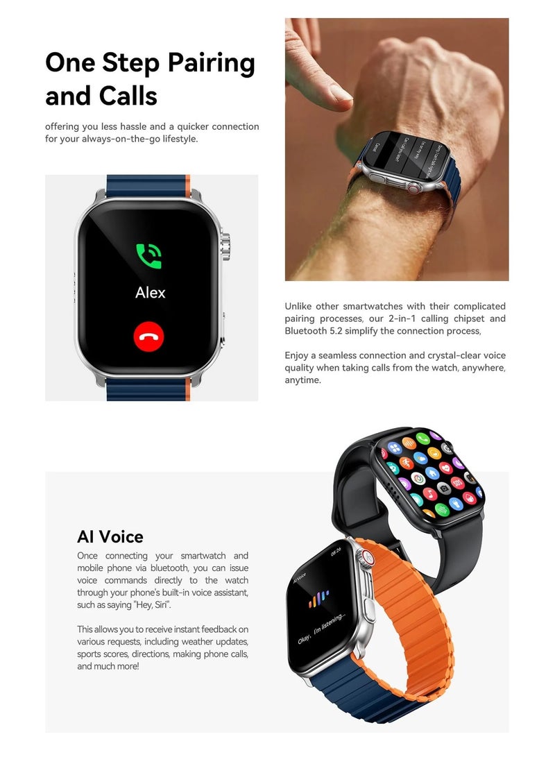 Kieslect Calling Watch Ks Pro - Silver , dual strap