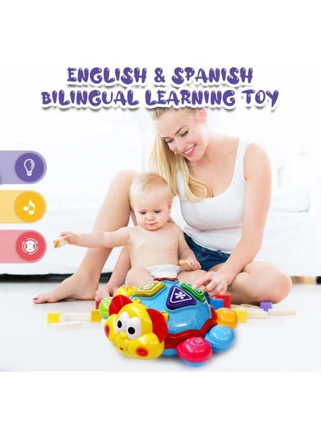 Bilingual Baby Crawling Toy Spanish English Learning, Music, Lights, Developmental Early Education, Perfect Gift for 6-12 Months, 1-3 Years