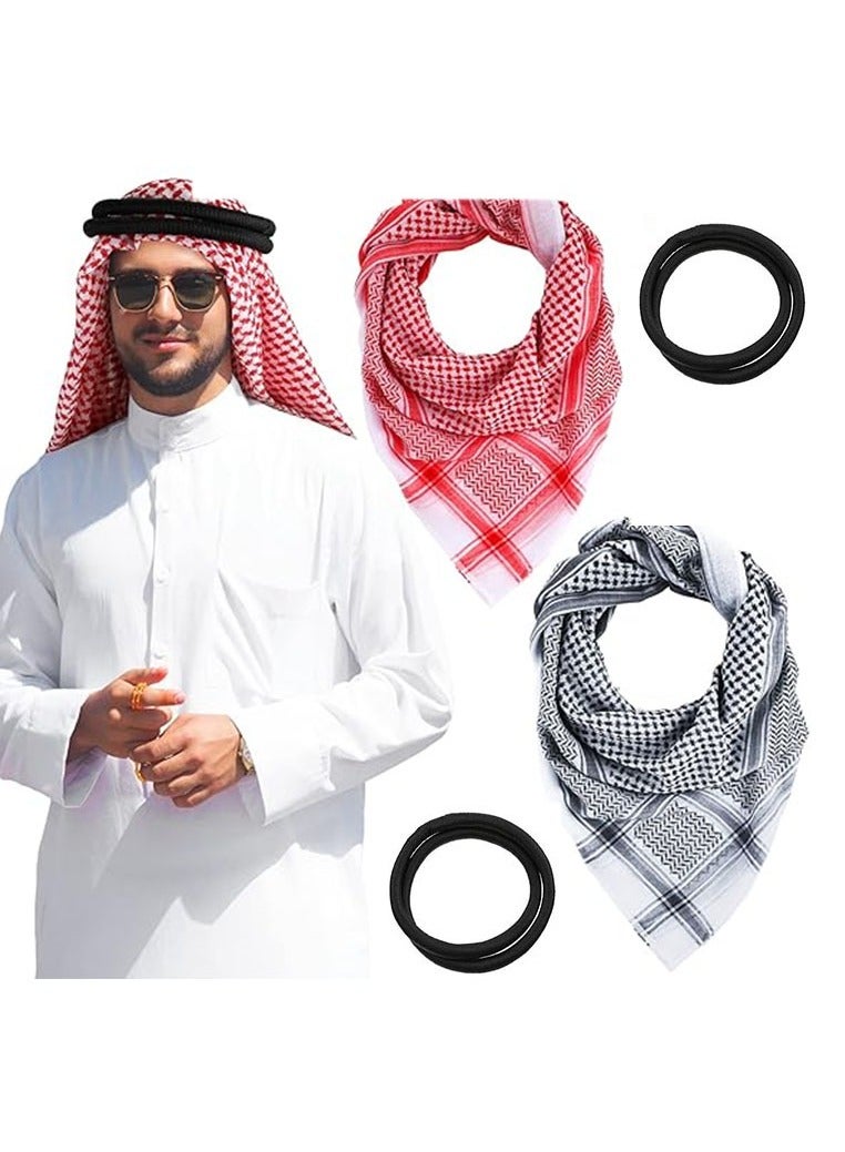 Arab Head Scarf with Lgal Aqel Rope 4 Piece Mens Middle East Desert Shemagh Wrap Arab Costume