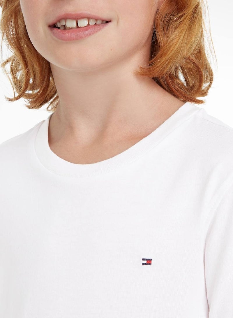 Boys' Long-Sleeve Organic Cotton T-Shirt, White