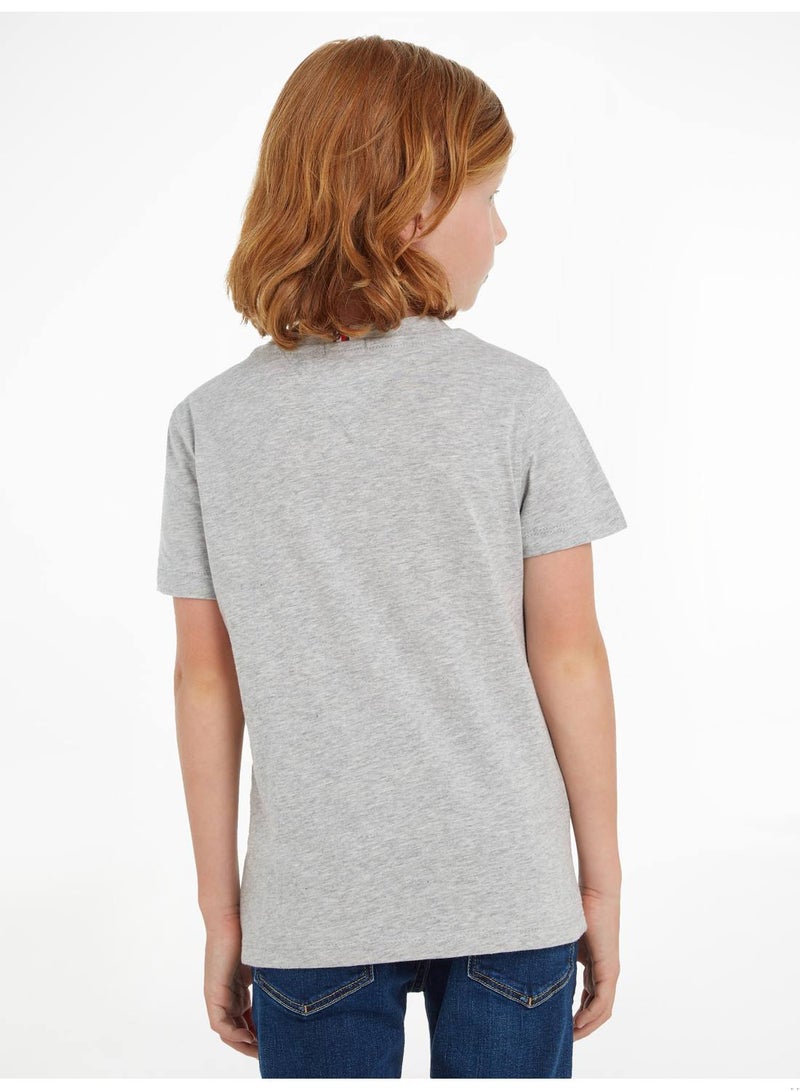 Kids' Essential Organic Cotton Logo T-Shirt, Grey