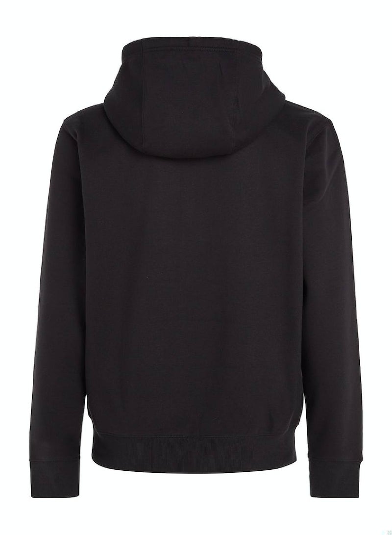 Men's Organic Cotton Fleece Zip-Thru Hoody Sweatshirt, Black