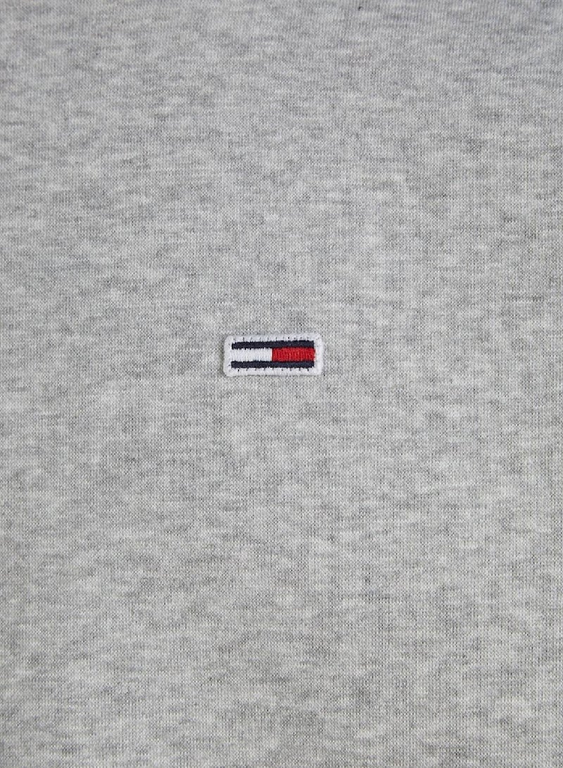 Men's Flag Patch Fleece Sweatshirt, Grey