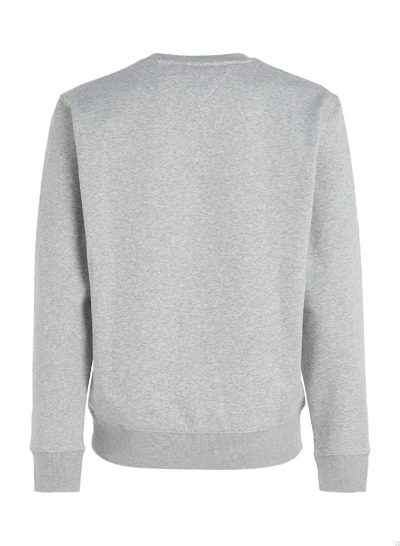 Men's Flag Patch Fleece Sweatshirt, Grey