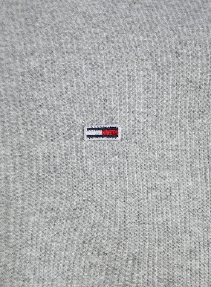 Men's Flag Patch Fleece Sweatshirt, Grey