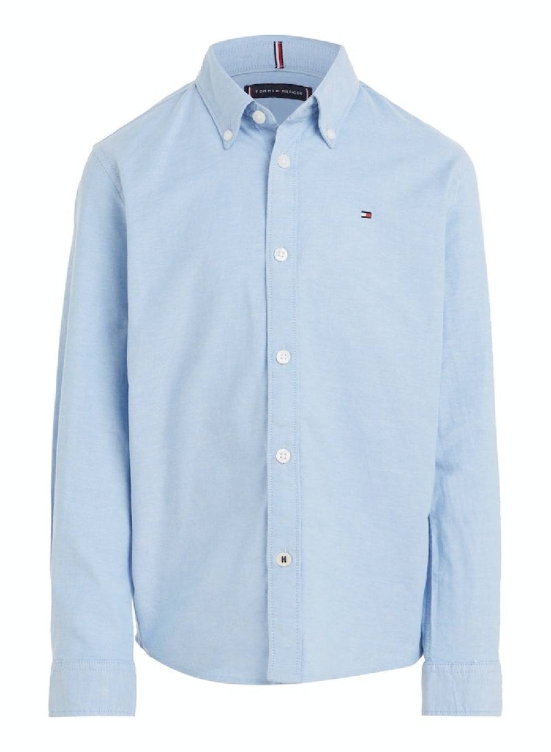 Boys' Stretch Oxford Cotton Casual Shirt, Blue
