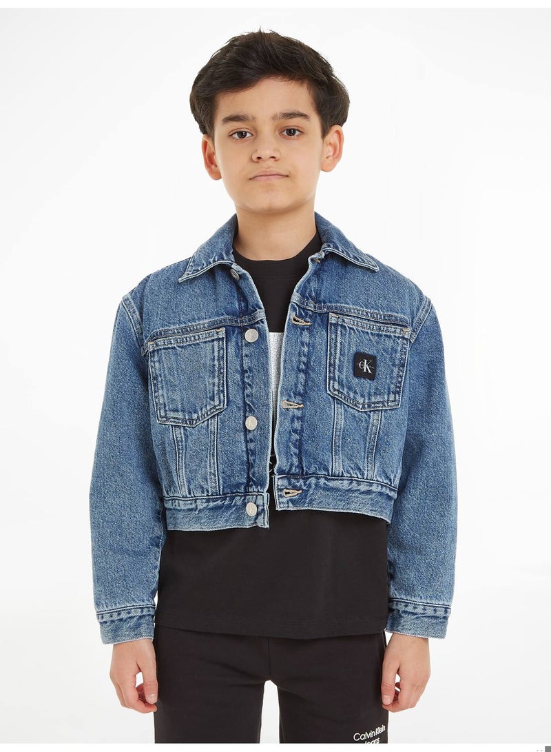 Boys' Relaxed Laser Denim Jacket, Blue