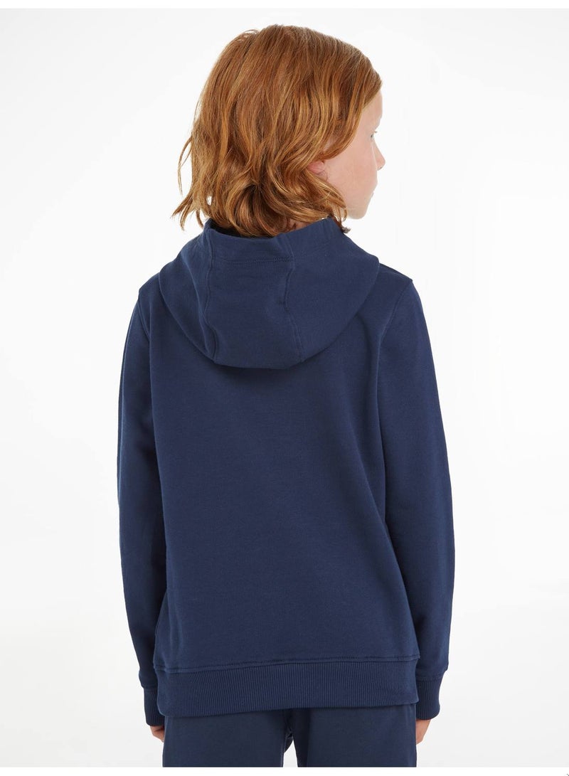 Kids' Essential Logo Organic Cotton Hoody Sweatshirt, Navy