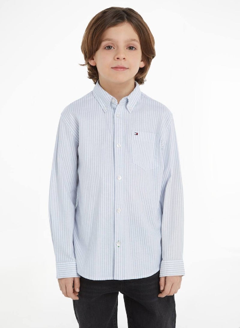 Boys' Essential Ithaca Stripe Archive Casual Shirt, Blue
