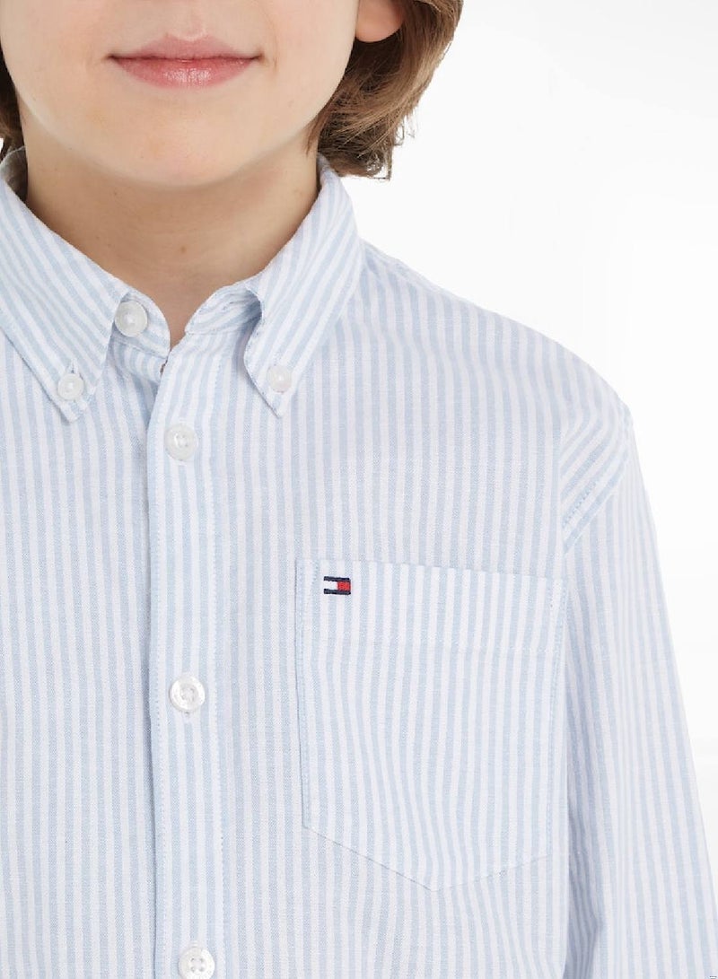 Boys' Essential Ithaca Stripe Archive Casual Shirt, Blue