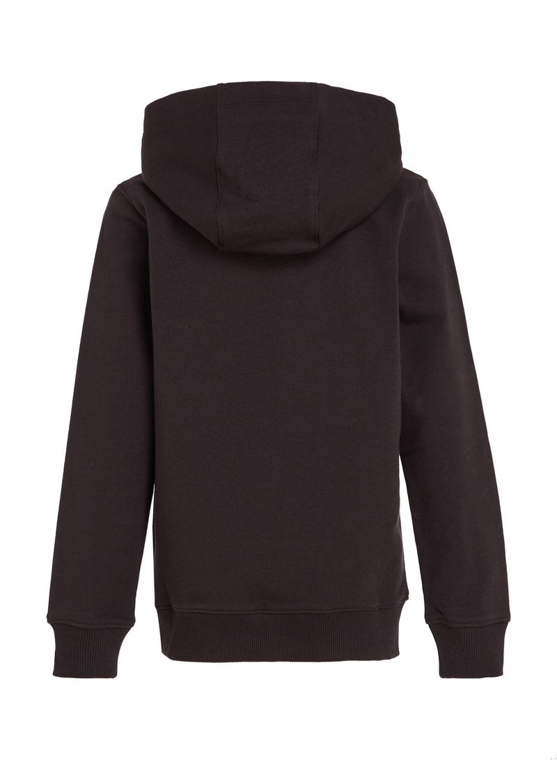 Kids' Essential Logo Organic Cotton Hoody Sweatshirt, Black