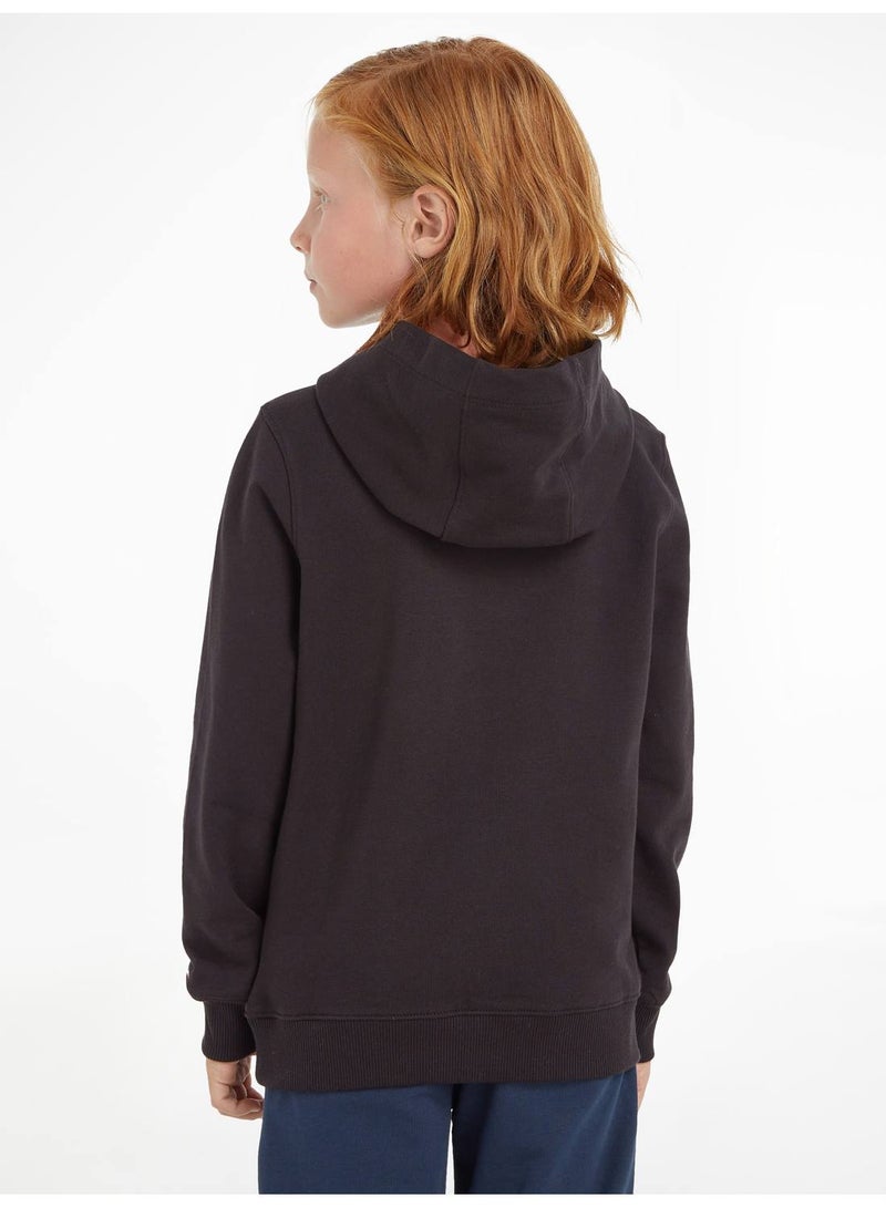 Kids' Essential Logo Organic Cotton Hoody Sweatshirt, Black