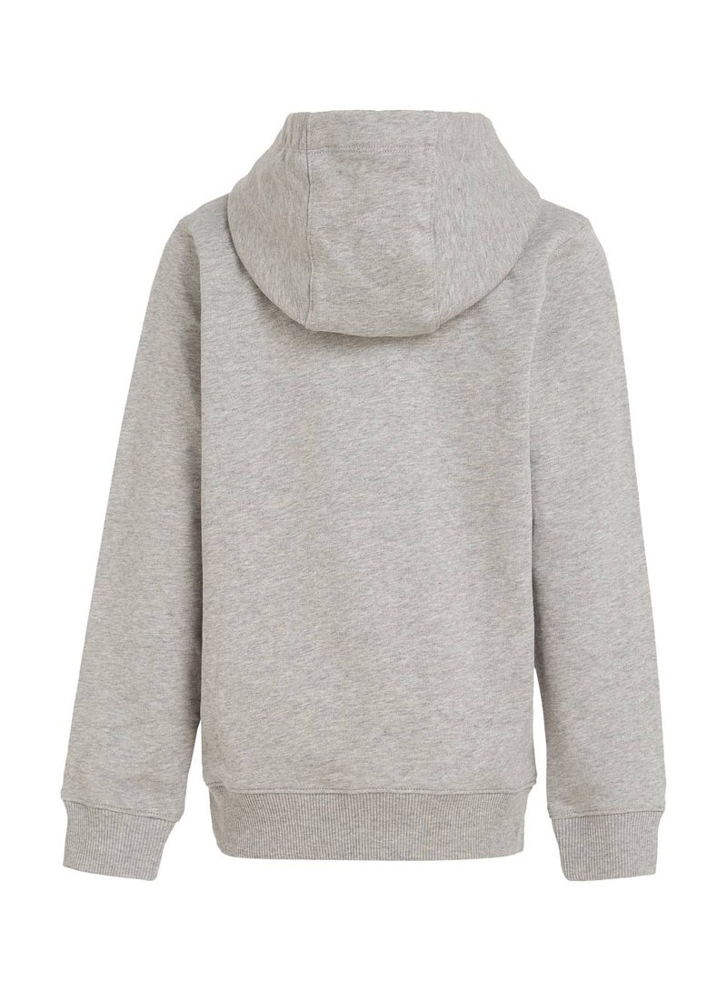 Kids' Essential Logo Organic Cotton Hoody Sweatshirt, Grey