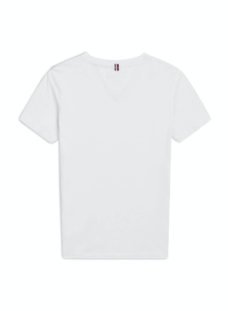 Boys' Organic Cotton V-Neck T-Shirt, White