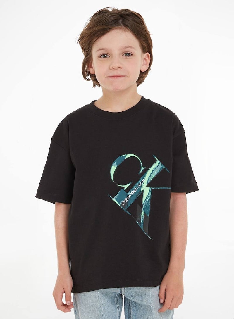 Calvin Klein Jeans Kids, Boys' T-Shirt - Casual Tops - Cotton , Black