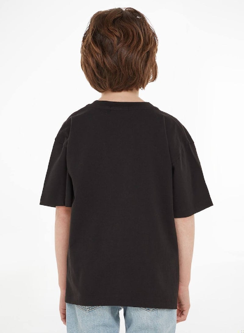 Calvin Klein Jeans Kids, Boys' T-Shirt - Casual Tops - Cotton , Black