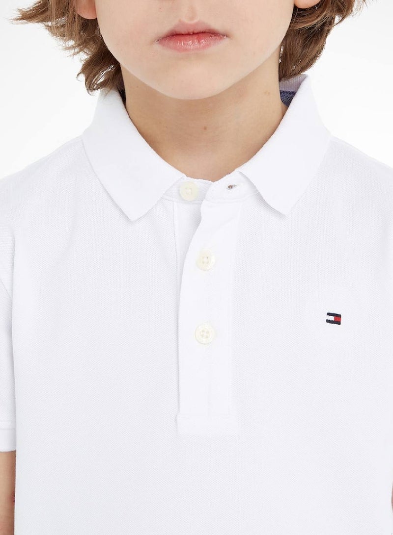 Boys' Organic Cotton Polo Shirt, White