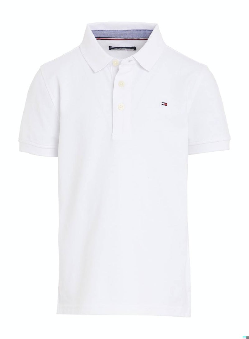 Boys' Organic Cotton Polo Shirt, White