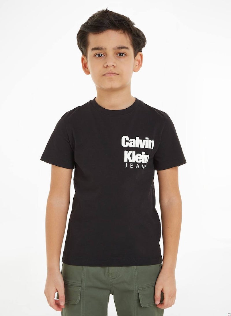 Calvin Klein Jeans Kids, Boys' T-Shirt - Casual Tops - Cotton , Black