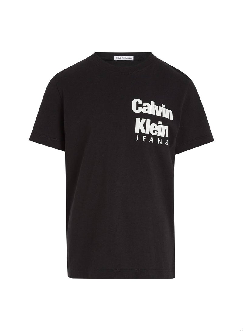 Boys' Cotton Logo T-Shirt, Cotton, Black