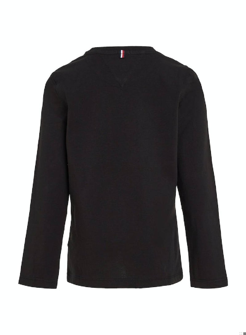 Boys' Long-Sleeve Organic Cotton T-Shirt, Black