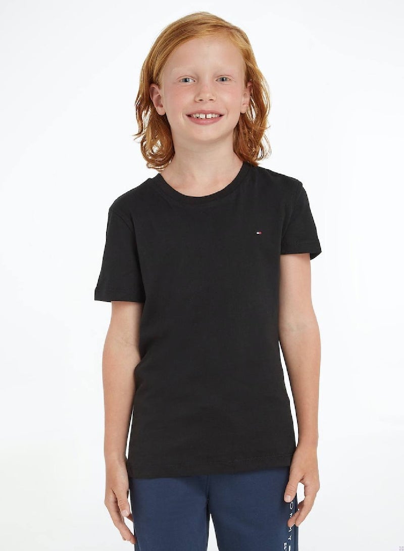 Boys' Essential Organic Cotton T-Shirt, Black