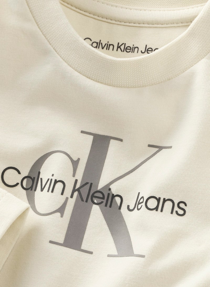 Calvin Klein Jeans Baby's T-Shirt - Long Sleeves - Newborn - Cotton , Grey