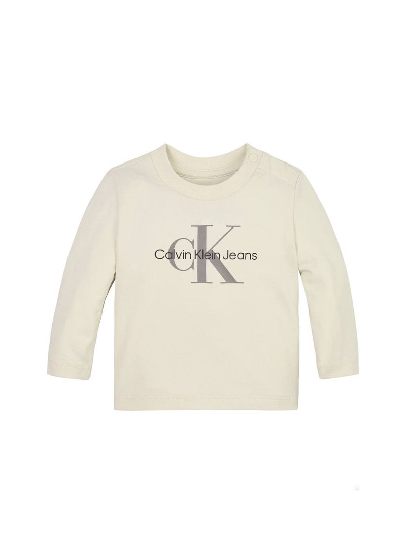 Calvin Klein Jeans Baby's T-Shirt - Long Sleeves - Newborn - Cotton , Grey