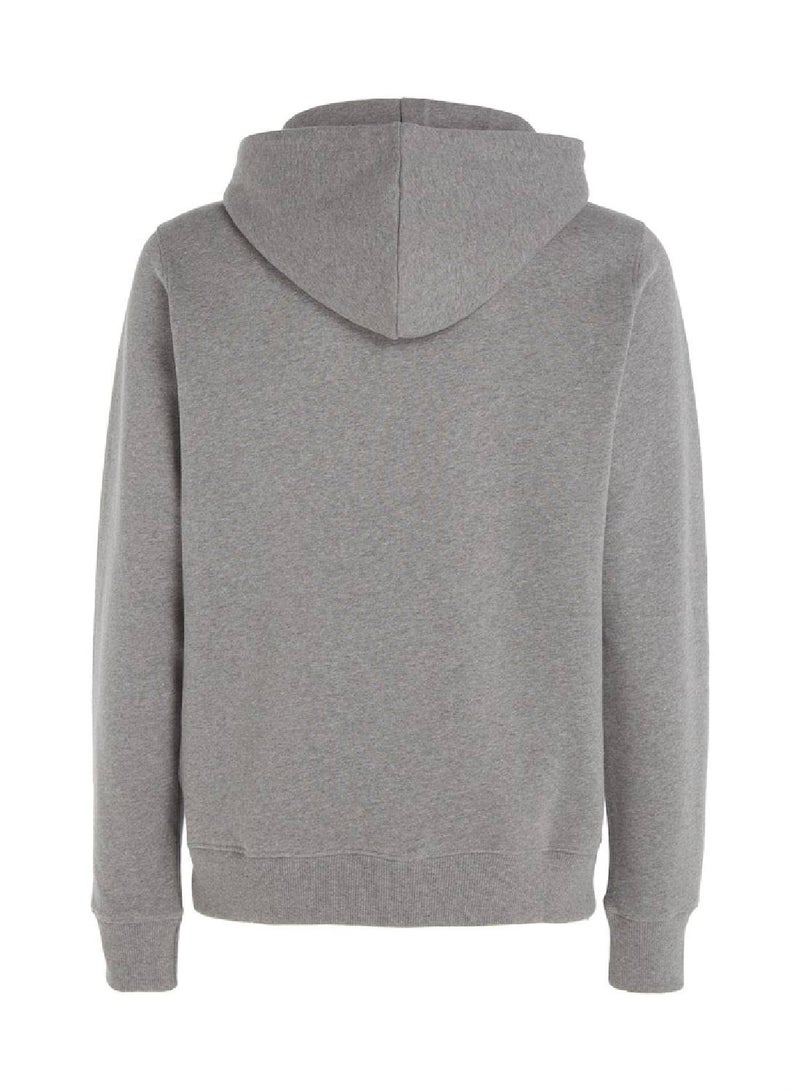 Calvin Klein Jeans Men's Hoody - Long Sleeves - Sportswear - Cotton Sweatshirt, Grey