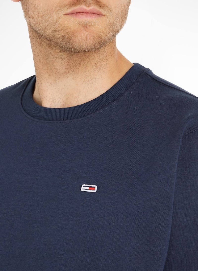 Men's Flag Patch Fleece Sweatshirt, Navy