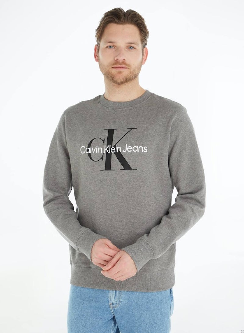 Calvin Klein Jeans Men's Sweatshirt - Sportswear - Cotton , Grey