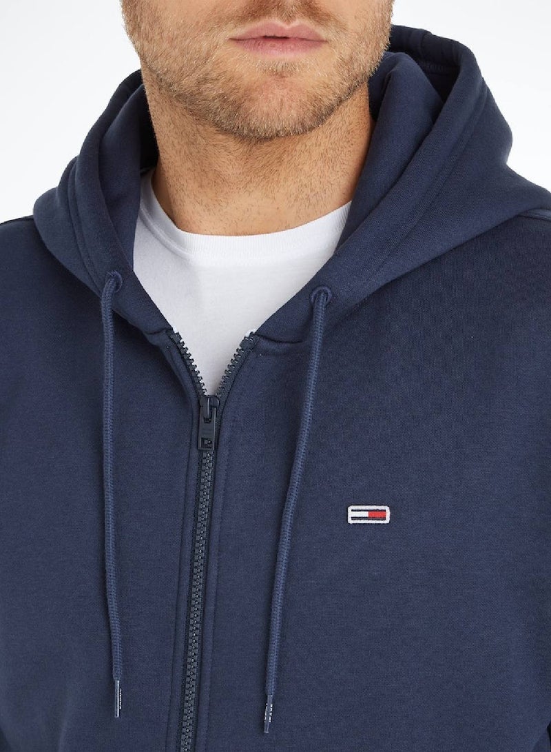 Men's Organic Cotton Fleece Zip-Thru Hoody Sweatshirt, Navy