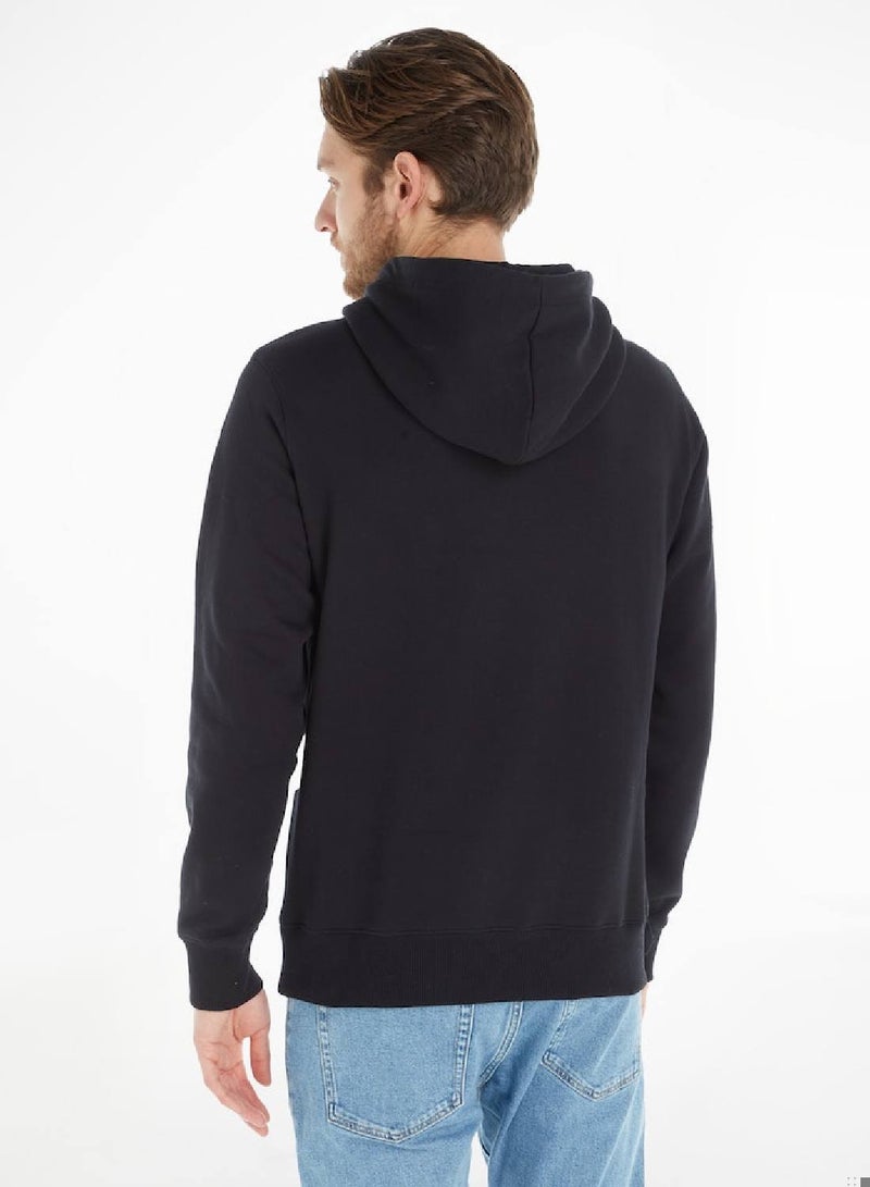 Calvin Klein Jeans Men's Hoody - Long Sleeves - Sportswear - Cotton Sweatshirt, Black