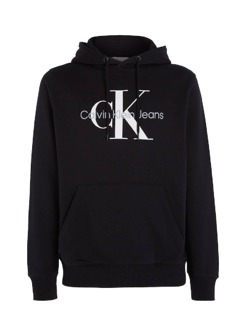 Calvin Klein Jeans Men's Hoody - Long Sleeves - Sportswear - Cotton Sweatshirt, Black