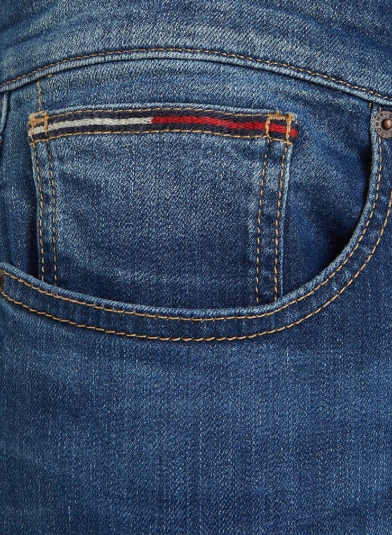 Men's Slim Tapered Fit Faded Jeans, Blue