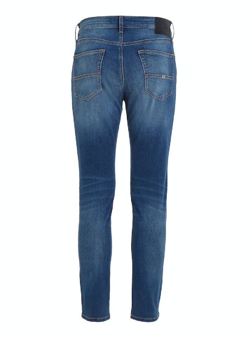 Men's Slim Tapered Fit Faded Jeans, Blue