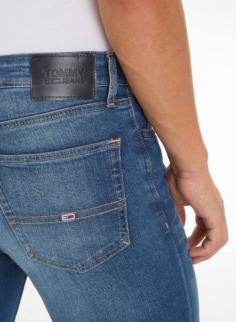 Men's Slim Tapered Fit Faded Jeans, Blue