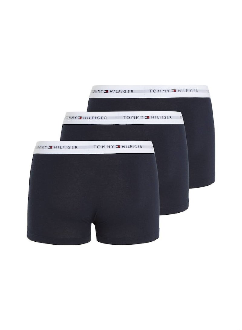 Men's 3-Pack Signature Essential Logo Waistband Trunks Underwear Bottoms, Navy