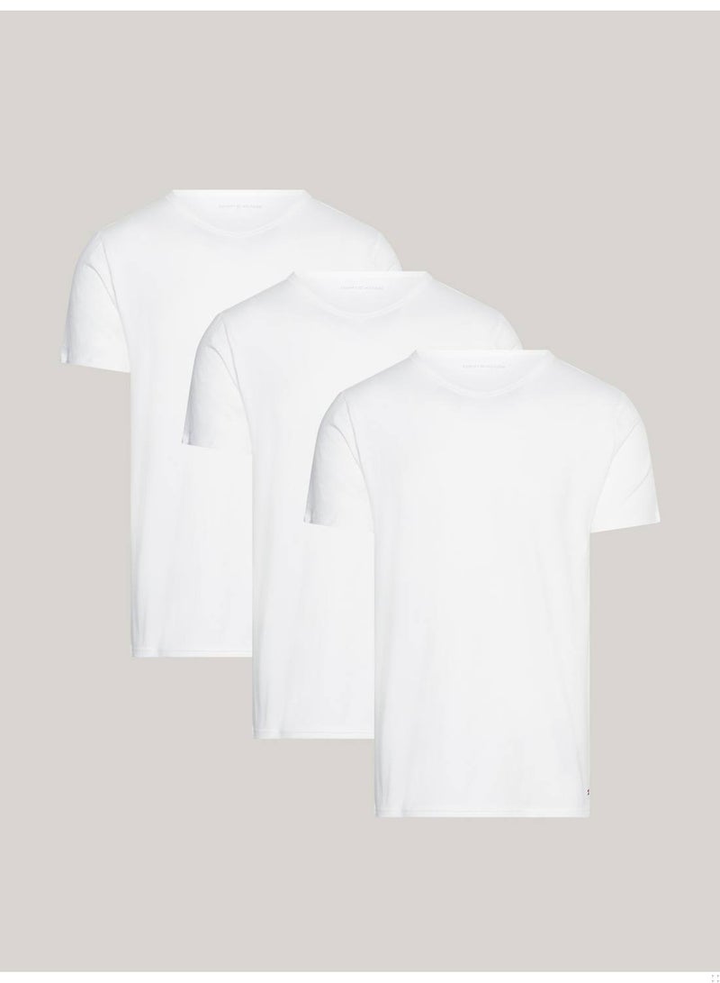 Men's 3 Pack V-Neck Cotton T-Shirts, White