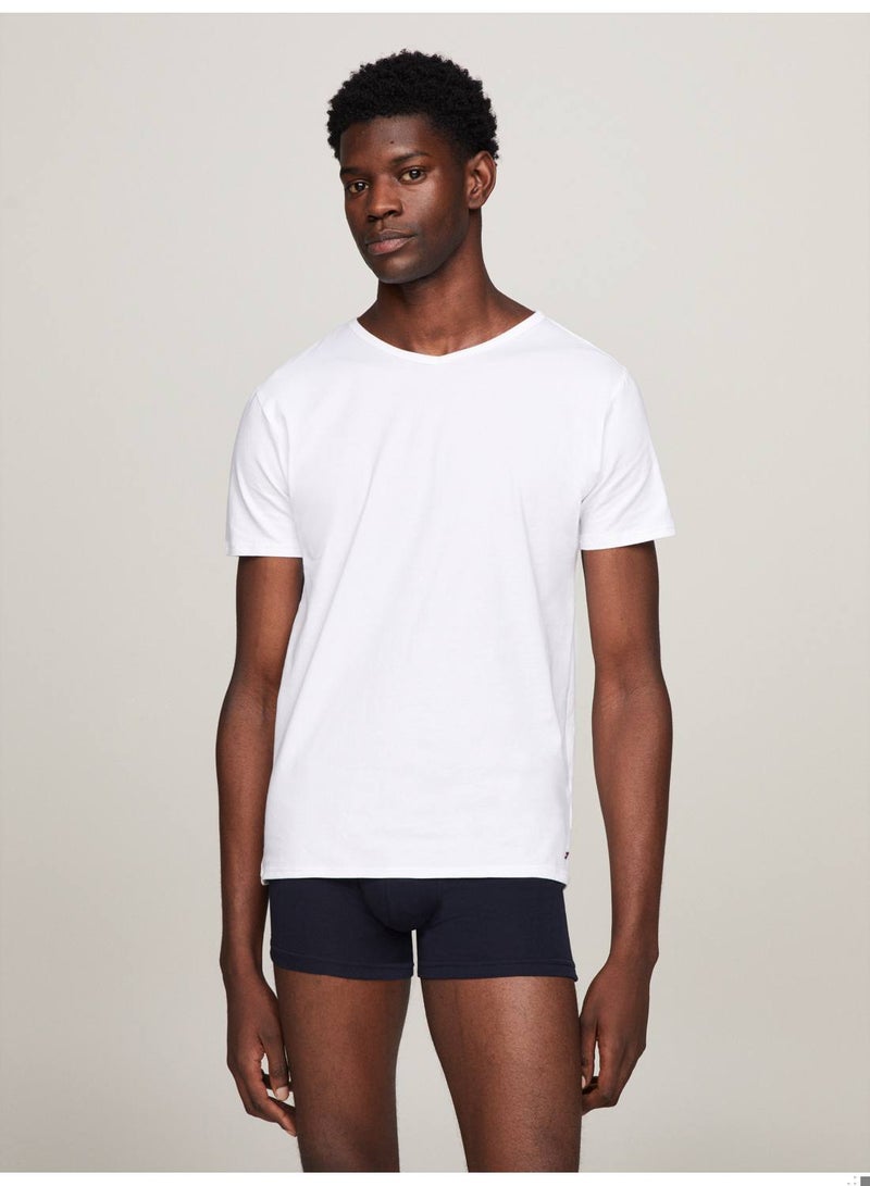 Men's 3 Pack V-Neck Cotton T-Shirts, White