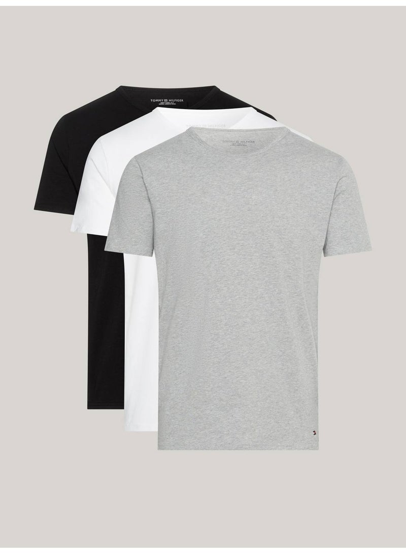 Men's 3-Pack Premium Essential Stretch T-Shirts, Black/ White/ Grey