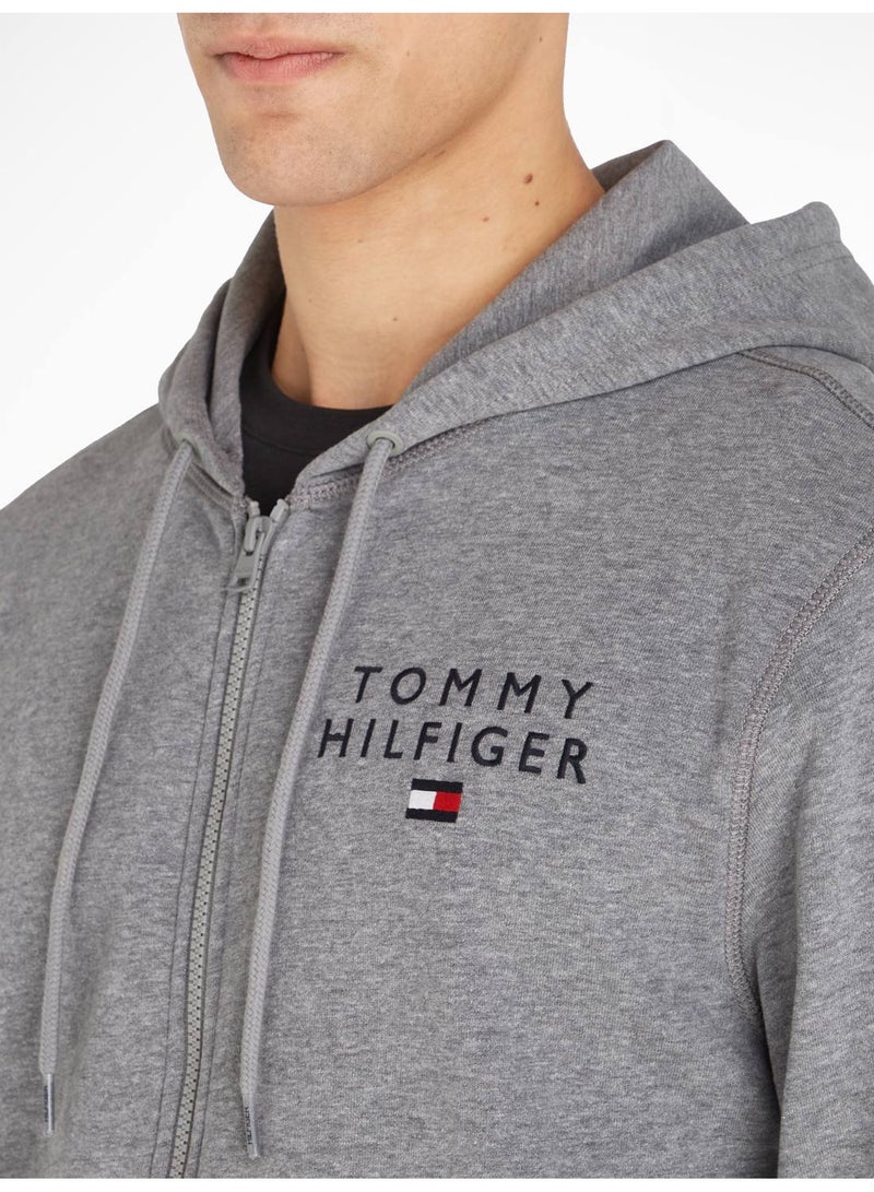 Men's Original Logo Lounge Hoody, Grey