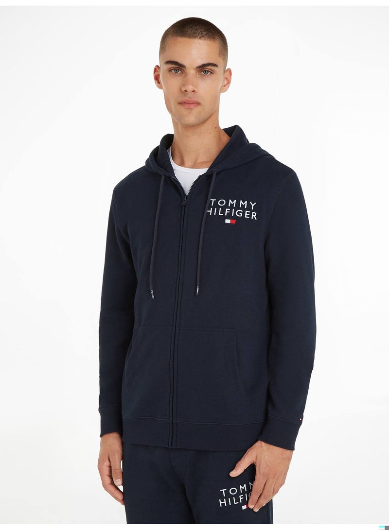 Men's Original Logo Lounge Hoody, Navy